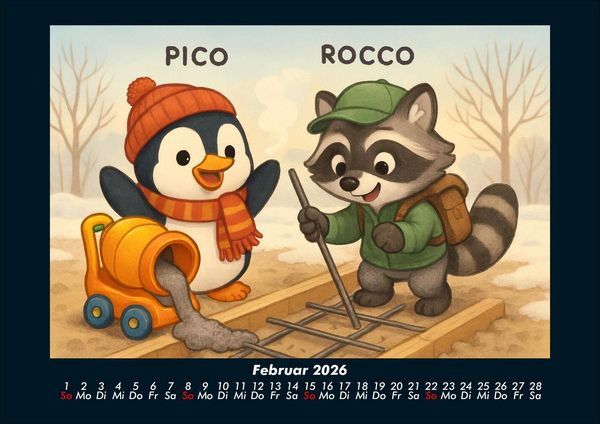 Produktbild: Pico & Rocco bauen ein Haus 2026 Fotokalender DIN A4