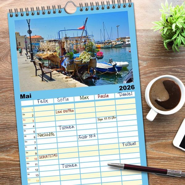 Produktbild: Familienplaner 2026 - Kretas Wilder Westen mit 5 Spalten (Wandkalender, 21 x 45 cm) CALVENDO