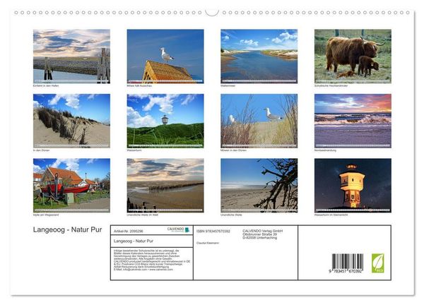 Produktbild: Langeoog - Natur Pur (hochwertiger Premium Wandkalender 2026 DIN A2 quer), Kunstdruck in Hochglanz
