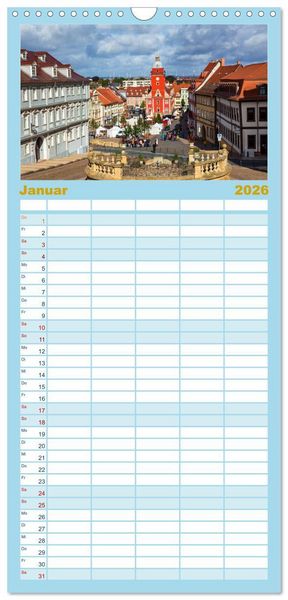 Produktbild: Familienplaner 2026 - Residenzstadt Gotha - Reise durch das sch&ouml;ne Th&uuml;ringen mit 5 Spalten (Wandkalender, 21 x 45 cm) CALVENDO