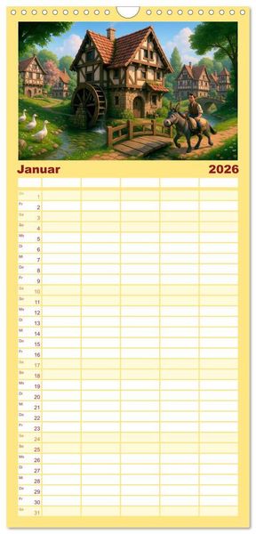 Produktbild: Familienplaner 2026 - Farbenfrohes Mittelalter mit 5 Spalten (Wandkalender, 21 x 45 cm) CALVENDO