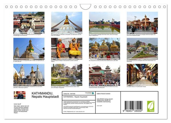 Produktbild: KATHMANDU, Nepals Hauptstadt (Wandkalender 2026 DIN A4 quer), CALVENDO Monatskalender