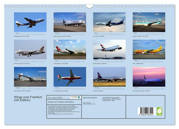 Produktbild: Wings over Frankfurt (UK Edition) (Wall Calendar 2026 DIN A3 landscape), CALVENDO 12 Month Wall Calendar