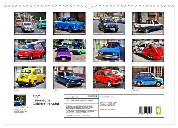 Produktbild: FIAT - Italienische Oldtimer in Kuba (Wandkalender 2026 DIN A3 quer), CALVENDO Monatskalender