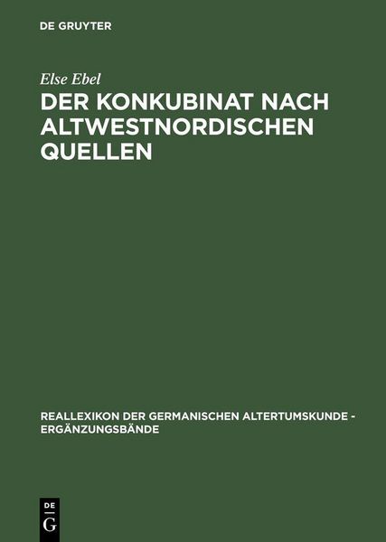 Produktbild: Der Konkubinat nach altwestnordischen Quellen