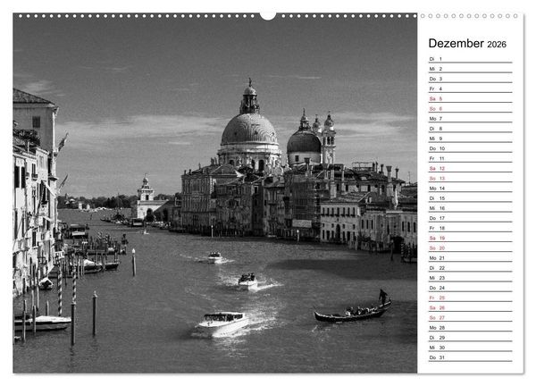 Produktbild: Venedig schwarz-wei&szlig; (Wandkalender 2026 DIN A2 quer), CALVENDO Monatskalender