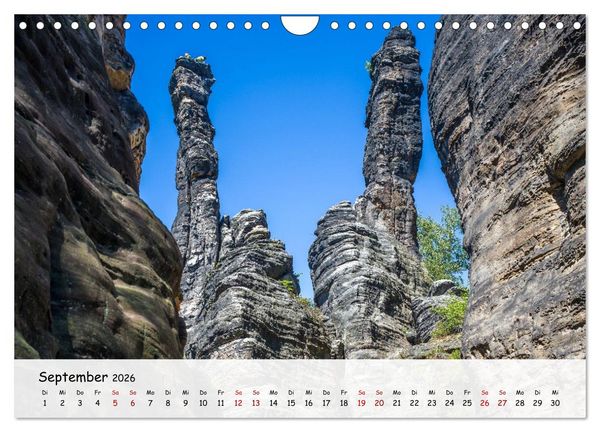 Produktbild: S&auml;chsische Schweiz - Beeindruckende Felsen und unber&uuml;hrte Natur (Wandkalender 2026 DIN A4 quer), CALVENDO Monatskalender