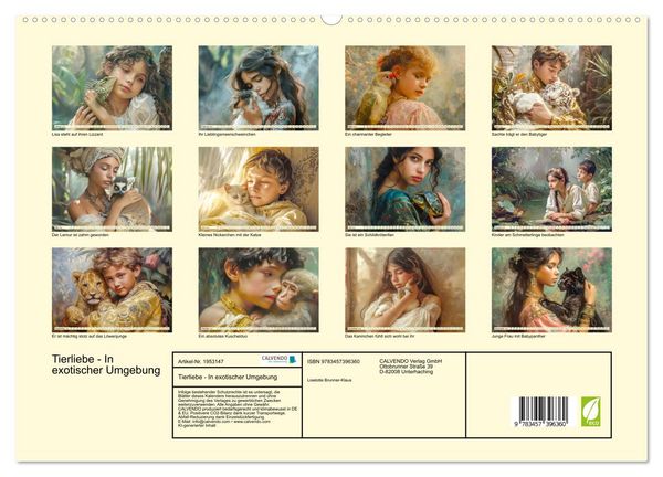 Produktbild: Tierliebe - In exotischer Umgebung (hochwertiger Premium Wandkalender 2026 DIN A2 quer), Kunstdruck in Hochglanz