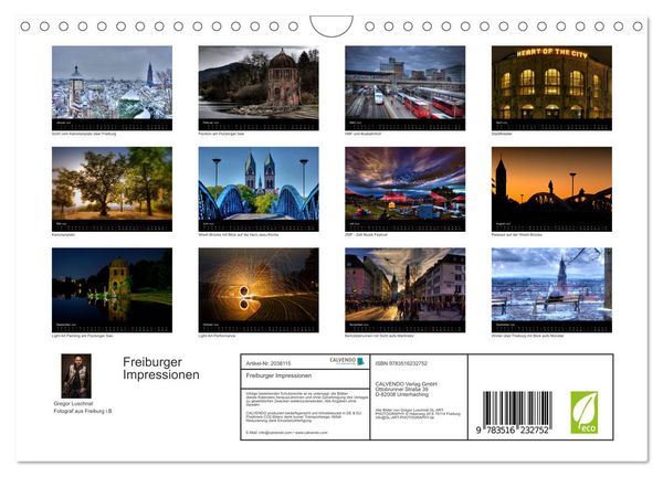 Produktbild: Freiburger Impressionen (Wandkalender 2026 DIN A4 quer), CALVENDO Monatskalender
