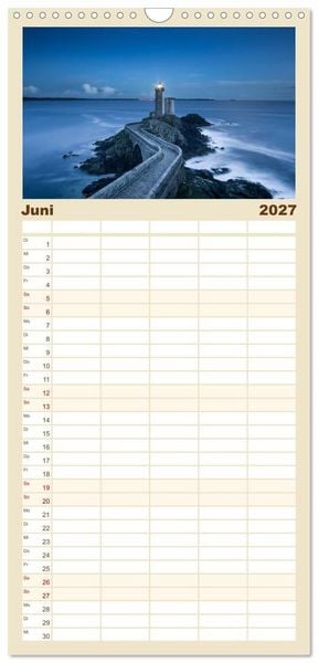 Produktbild: Familienplaner 2027 - Leuchtt&uuml;rme - An den sch&ouml;nsten K&uuml;sten. mit 5 Spalten (Wandkalender, 21 x 45 cm) CALVENDO