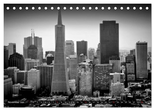 Produktbild: SAN FRANCISCO Monochrome Ansichten (Tischkalender 2026 DIN A5 quer), CALVENDO Monatskalender