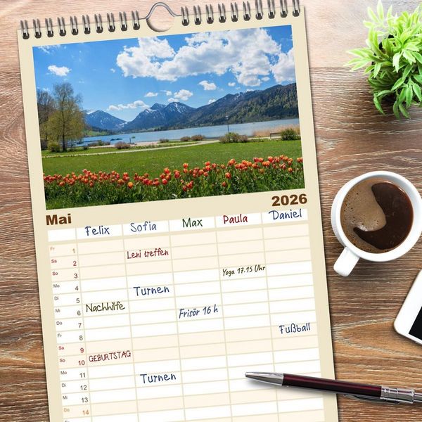 Produktbild: Familienplaner 2026 - Schliersee-Idylle mit 5 Spalten (Wandkalender, 21 x 45 cm) CALVENDO