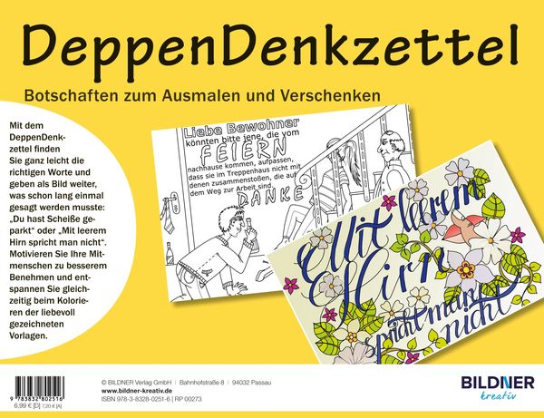 Produktbild: Malbuch f&uuml;r Erwachsene: DeppenDenkzettel