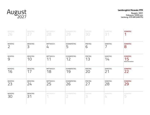 Produktbild: Supersportwagen 2027 &ndash; Eintragkalender