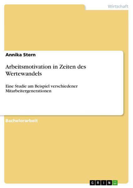 Produktbild: Arbeitsmotivation in Zeiten des Wertewandels