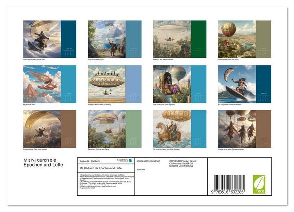 Produktbild: Mit KI durch die Epochen und L&uuml;fte (Wandkalender 2026 DIN A4 quer), CALVENDO Monatskalender