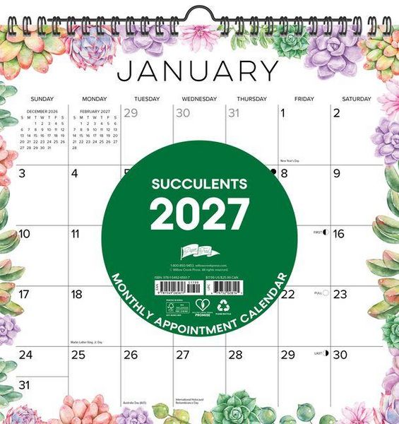 Produktbild: Succulents 2027 12 X 12 Spiral Wall Calendar