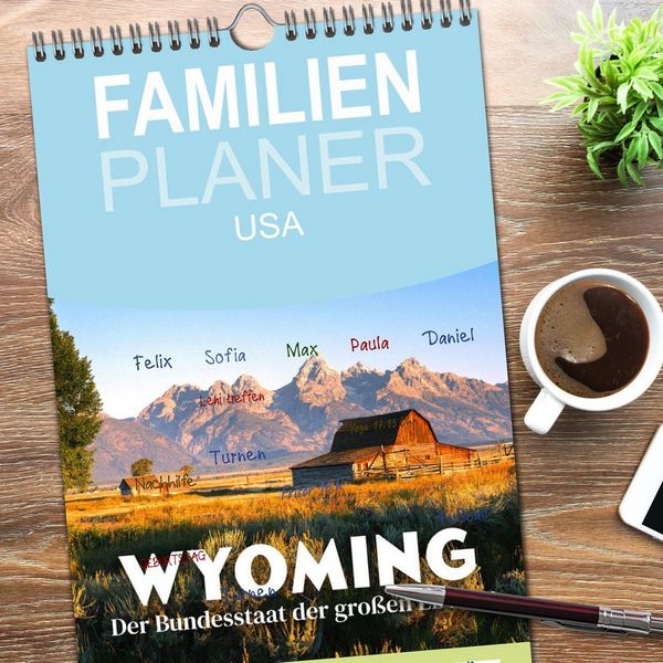 Produktbild: Familienplaner 2026 - Wyoming - Der Bundesstaat der gro&szlig;en Ebenen. mit 5 Spalten (Wandkalender, 21 x 45 cm) CALVENDO
