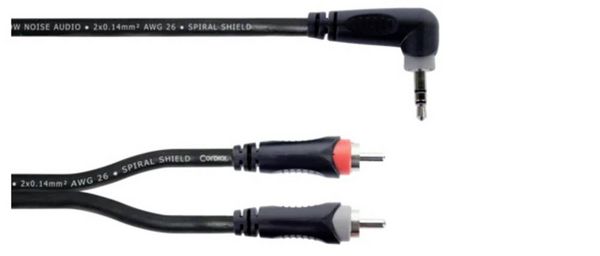 Produktbild: Cordial 14859 Klinke / Cinch Audio Y-Adapter [1x Klinkenstecker 3.5 mm - 2x Cinch-Stecker] 1.50 m Schwarz PVC-Mantel, Zwillingsleitung