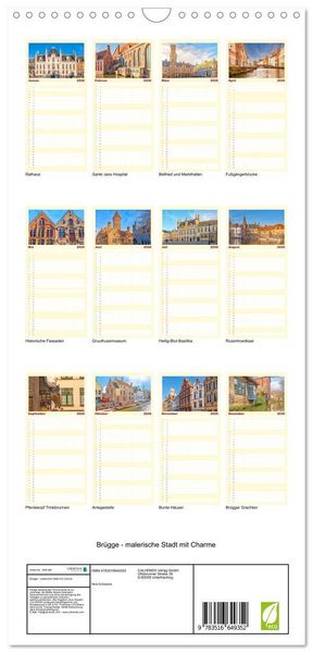 Produktbild: Familienplaner 2026 - Br&uuml;gge - malerische Stadt mit Charme mit 5 Spalten (Wandkalender, 21 x 45 cm) CALVENDO