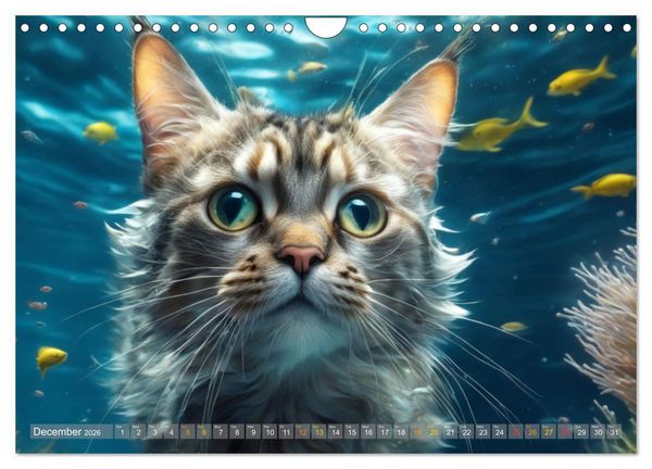Produktbild: Cats underwater (Wall Calendar 2026 DIN A4 landscape), CALVENDO 12 Month Wall Calendar