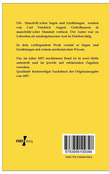 Produktbild: Mansfeldsche Sagen und Erz&auml;hlungen