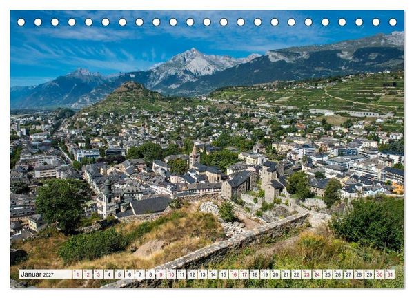 Produktbild: Sion im Wallis - zwischen Reben und Bergen (Tischkalender 2027 DIN A5 quer), CALVENDO Monatskalender