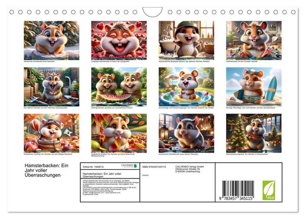 Produktbild: Hamsterbacken: Ein Jahr voller &Uuml;berraschungen (Wandkalender 2026 DIN A4 quer), CALVENDO Monatskalender