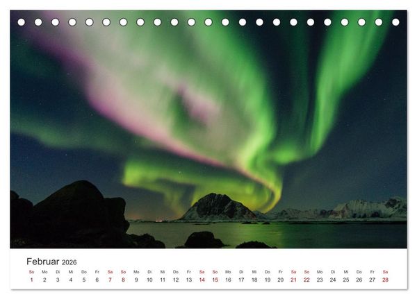 Produktbild: Polarlichter - Einzigartige Himmelsph&auml;nomene im Norden (Tischkalender 2026 DIN A5 quer), CALVENDO Monatskalender