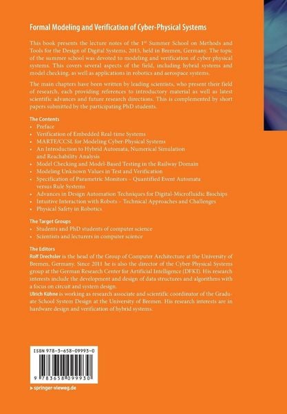 Produktbild: Formal Modeling and Verification of Cyber-Physical Systems