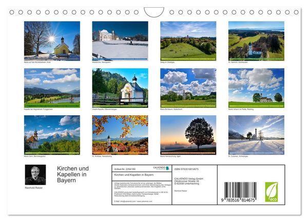 Produktbild: Kirchen und Kapellen in Bayern (Wandkalender 2027 DIN A4 quer), CALVENDO Monatskalender