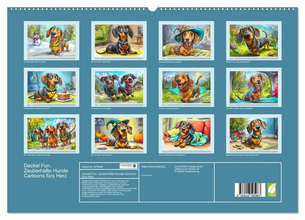 Produktbild: Dackel Fun. Zauberhafte Hunde Cartoons f&uuml;rs Herz (hochwertiger Premium Wandkalender 2026 DIN A2 quer), Kunstdruck in Hochglanz