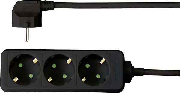 Produktbild: Sygonix SY-4890978 Steckdosenleiste 3fach Schwarz Schutzkontakt 1St.