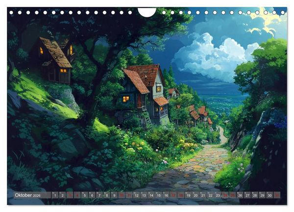 Produktbild: Spaziergang durch Anime Welten (Wandkalender 2026 DIN A4 quer), CALVENDO Monatskalender