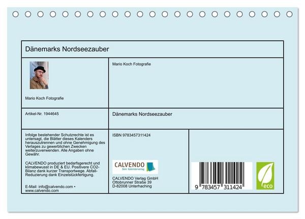 Produktbild: D&auml;nemarks Nordseezauber (Tischkalender 2026 DIN A5 quer), CALVENDO Monatskalender