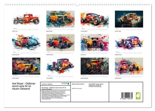 Produktbild: Hot Road - Oldtimer durch eine KI im neuen Gewand (hochwertiger Premium Wandkalender 2026 DIN A2 quer), Kunstdruck in Hochglanz