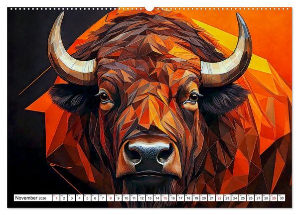 Produktbild: Low Poly Wildlife (Wandkalender 2026 DIN A2 quer), CALVENDO Monatskalender