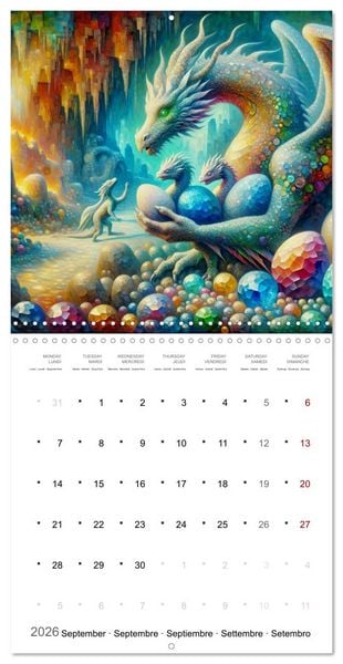 Produktbild: Moments d'amours de dragons (Calendrier mural carr&eacute; 2026 30x30 cm) Calendrier double avec une page pour vos prises de notes