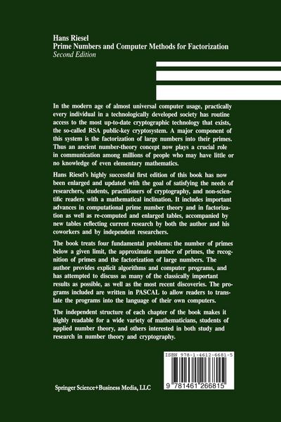 Produktbild: Prime Numbers and Computer Methods for Factorization