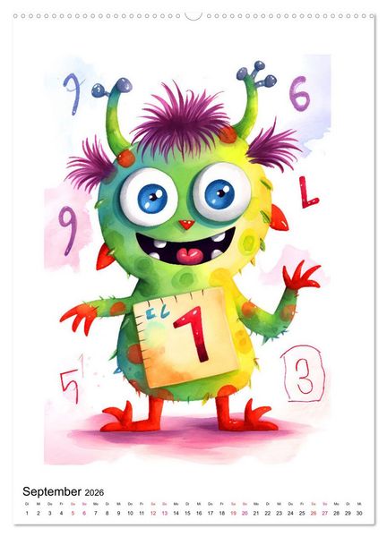 Produktbild: Lustige Monster - Eine bezaubernde Sammlung s&uuml;sser Ungeheuer (Wandkalender 2026 DIN A2 hoch), CALVENDO Monatskalender