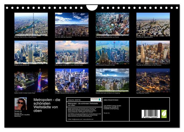 Produktbild: Metropolen - die sch&ouml;nsten Weltst&auml;dte von oben (Wandkalender 2026 DIN A4 quer), CALVENDO Monatskalender