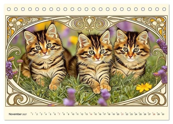 Produktbild: Zauberhafte Jugendstil-Katzen (Tischkalender 2027 DIN A5 quer), CALVENDO Monatskalender