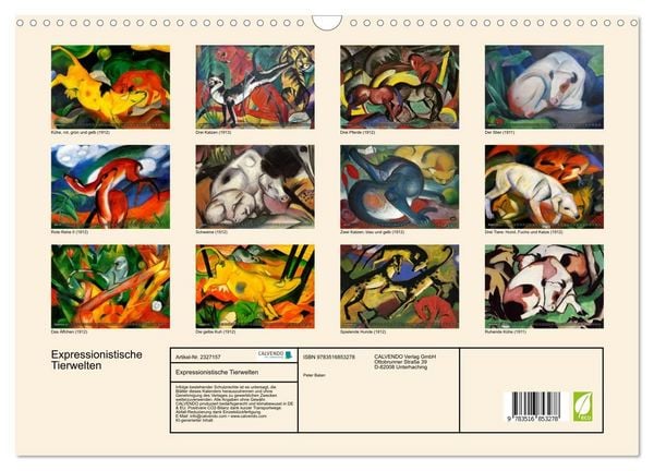 Produktbild: Expressionistische Tierwelten (Wandkalender 2027 DIN A3 quer), CALVENDO Monatskalender