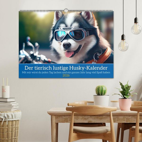 Produktbild: Der tierisch lustige Husky Kalender (Wandkalender 2026 DIN A2 quer), CALVENDO Monatskalender