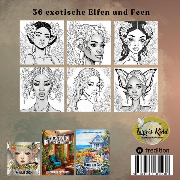 Produktbild: Malbuch f&uuml;r Erwachsene Feen und Elfen Fantasy Black Beauty Entspannung Anti-Stress Malen