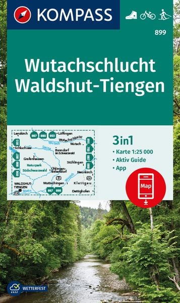 KOMPASS Wanderkarte 899 Wutachschlucht, Waldshut-Tiengen 1:25.000, Sonstige von , Kompass-Karten, 9783991540922