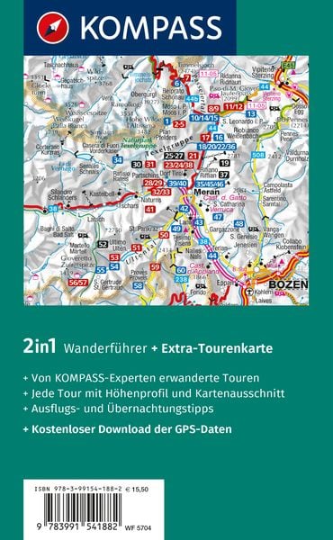 Produktbild: KOMPASS Wanderf&uuml;hrer Meran und Umgebung, Passeiertal, Texelgruppe, Ultental, 60 Touren mit Extra-Tourenkarte
