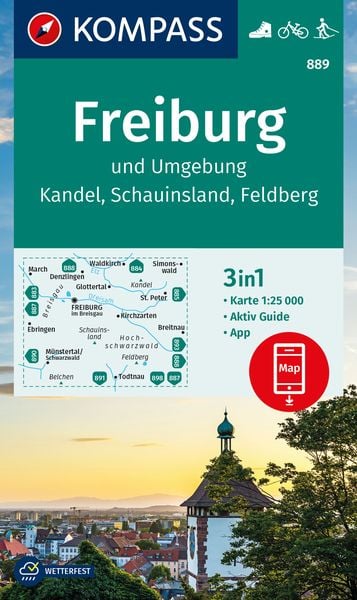 KOMPASS Wanderkarte 889 Freiburg und Umgebung, Kandel, Schauinsland, Feldberg 1:25.000, Sonstige von , Kompass-Karten, 978-3-99154-085-4