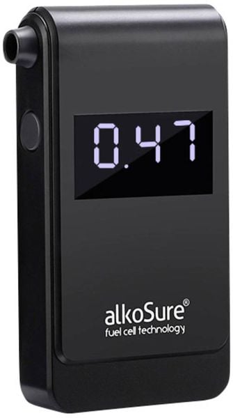 AlkoSure Alkoholtester Schwarz (matt) 0.00 bis 4.00 ‰ inkl. Display, Verschiedene Einheiten anzeigbar