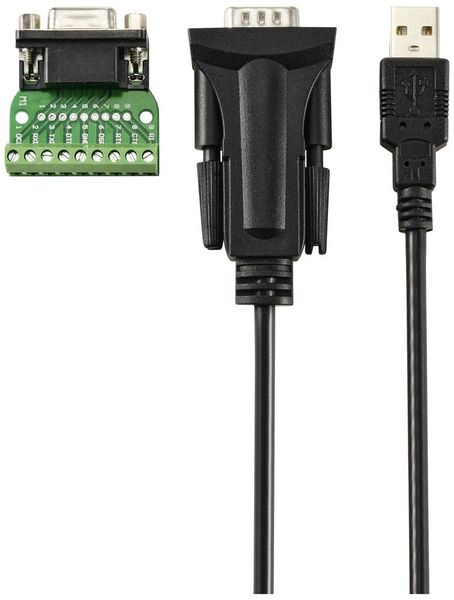 Produktbild: Renkforce USB 2.0, Seriell Adapter [1x USB 2.0 Stecker A - 1x Seriell (9pol.), Schraubklemmen] 1.80 m